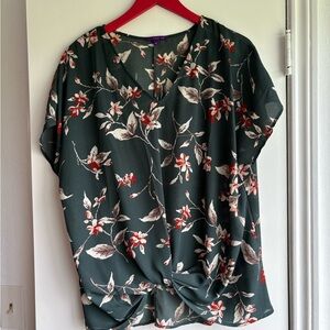 West Kei Dark Green Floral Blouse
